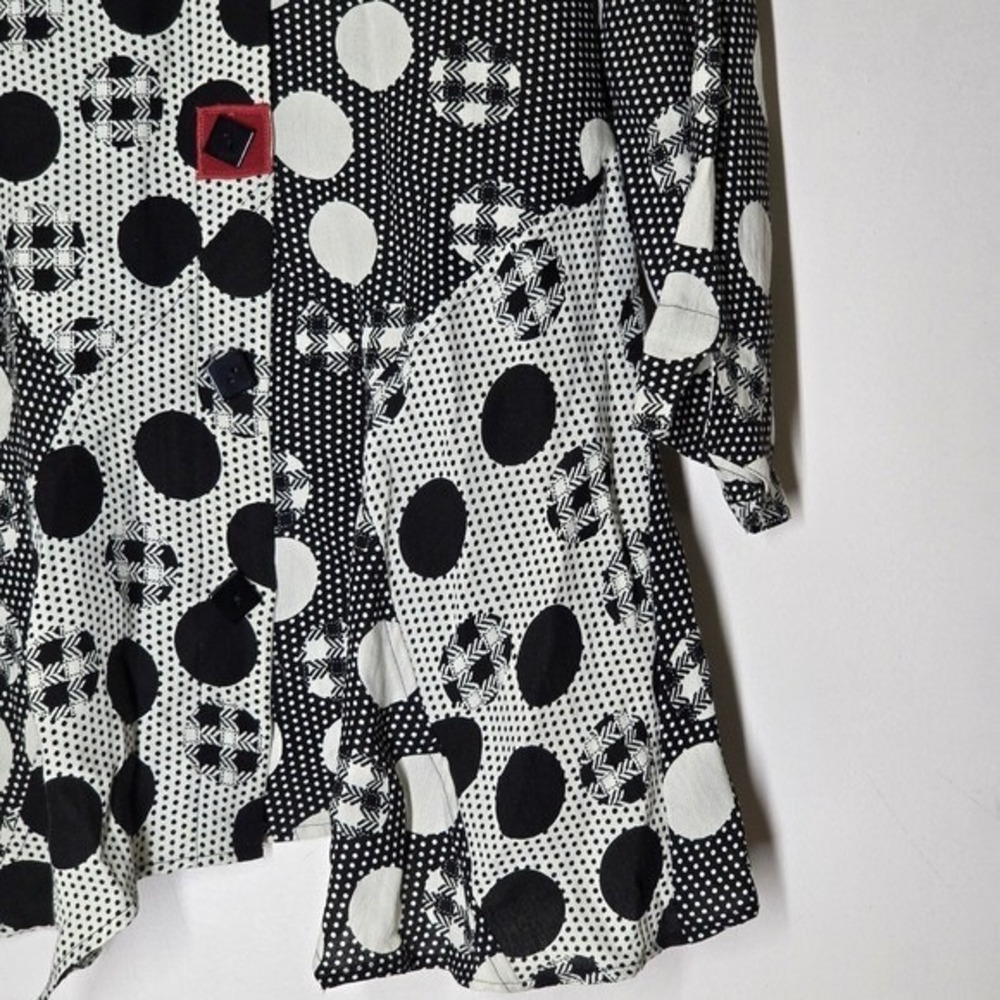 Ali Miles Polka Dot Patchwork Tunic Top Womens M … - image 3